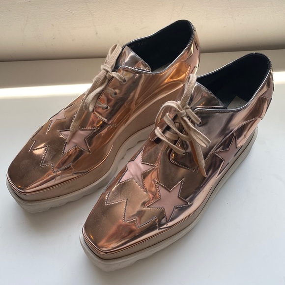 Stella McCartney Shoes - Stella McCartney Rose gold metallic Elyse oxfords